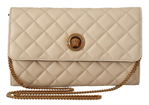 Versace White Nappa Leather Medusa Evening Bag